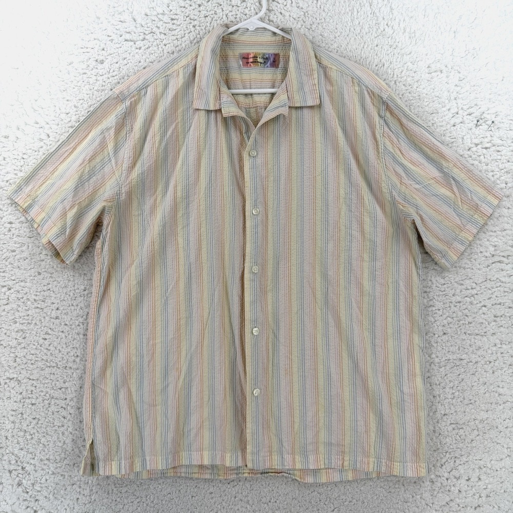 Abercrombie & Fitch Shirt Mens Large Trevor Project Rainbow Striped Button Up